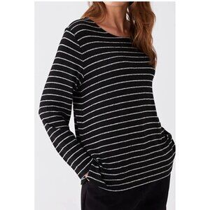 GIORGIO ARMANI Striped Black White Stretch Long Sleeve Top Tunic -Italy